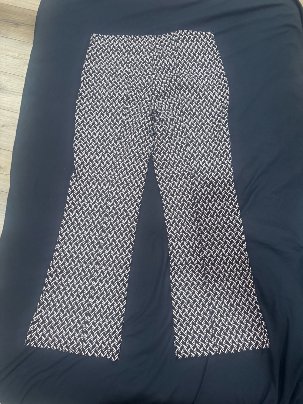 Anthropologie Black and White Chevron-Style Kick Flare